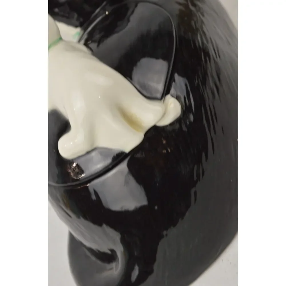 Vintage Tuxedo Cat Cookie Jar Mama Kitty w/ Baby Kitten Lid